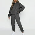thumbnail image 2 of felwors Womens 2 Piece Outfits Lounge Hoodie Sweatsuit Sets Oversized Sweatshirt Baggy Fall Fashion Sweatpants with Pockets Dark Gray, XL, 2 of 5