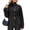 Black #081, variant on Women's Oversized Jean Jacket Vintage Washed High Neck Denim Jacket Asymmetrical Button Down Street Style Coat, M