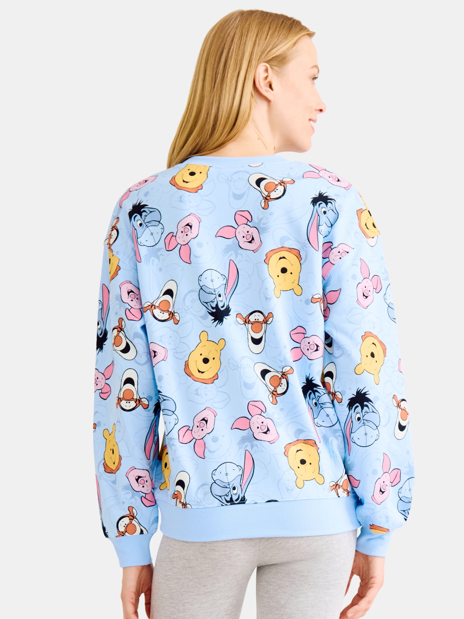 Winnie the Pooh & Friends Women's Allover Graphic Sweatshirt, Sizes XXS-XXL