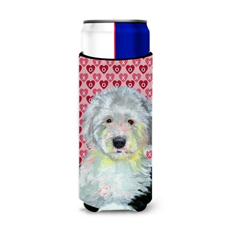 

Caroline s Treasures LH9171MUK Old English Sheepdog Hearts Love and Valentine s Day Portrait Ultra Hugger for slim cans