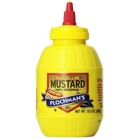 Plochmans Original Mild Classic Yellow Mustard, 10.5 oz (6 Pack)