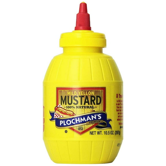 Plochmans Original Mild Classic Yellow Mustard, 10.5 oz (6 Pack)