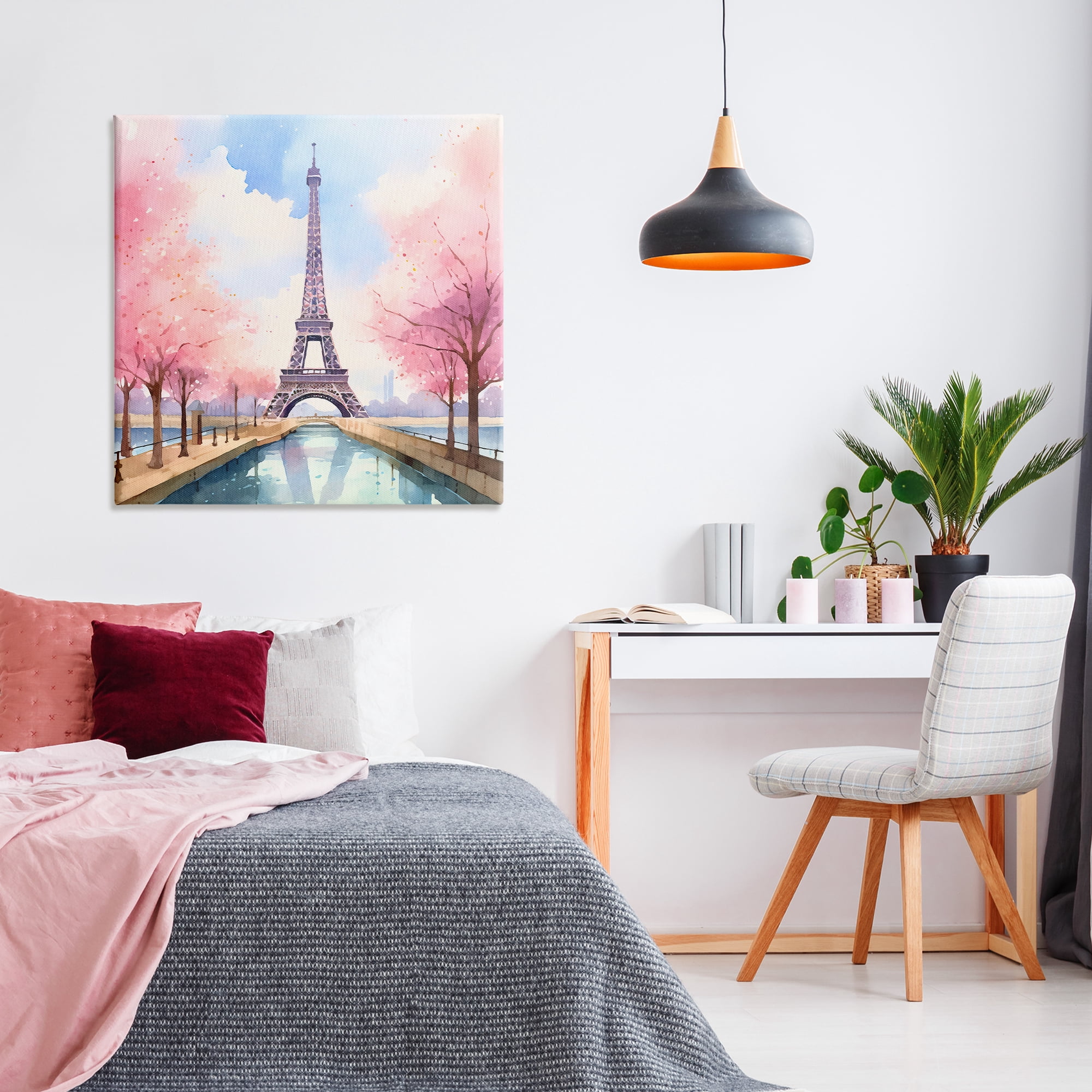 Stupell Industries Paris Rendezvous Scene Town & City Painting Gallery Wrapped Canvas Art Print Wall Art, 36 x 36
