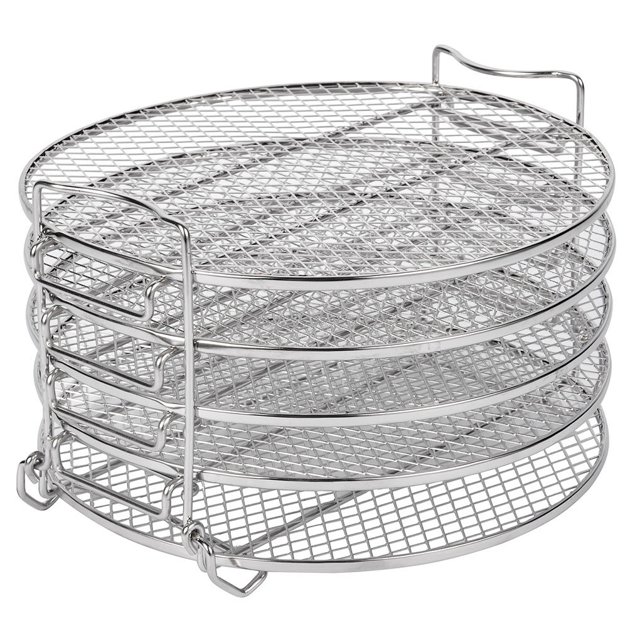 Naiovety Soporte para deshidratador de alimentos, estante de drenaje de frutas y verduras apilable de acero inoxidable de 5 capas, reemplazo Herramientas y accesorios para hornear