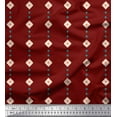 thumbnail image 1 of Soimoi Red Rayon Fabric Diamond Geometric Decor Fabric Printed Yard 56 Inch Wide, 1 of 3