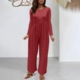 thumbnail image 2 of GYUJNB Combinaison pour Femmes Combinaison Unie Col Rond avec Ceinture et Poches Combinaisons Habillées pour Femmes, Noir, TG, 2 of 4