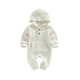thumbnail image 1 of Fortune Unisex Baby Knitted Romper Infant Long Sleeve Solid Color Hooded Jumpsuit, 1 of 9