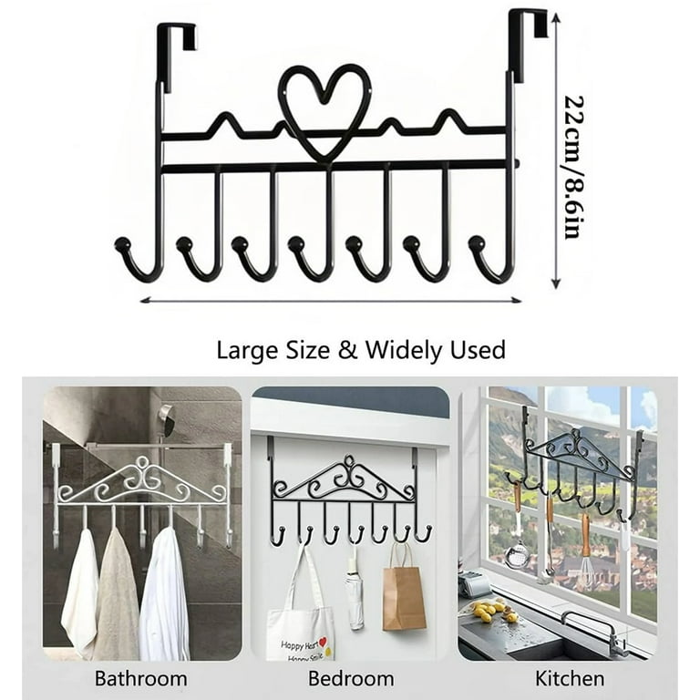 Over The Door Hooks, Door Hanger Hooks for Hanging Clothes,Black