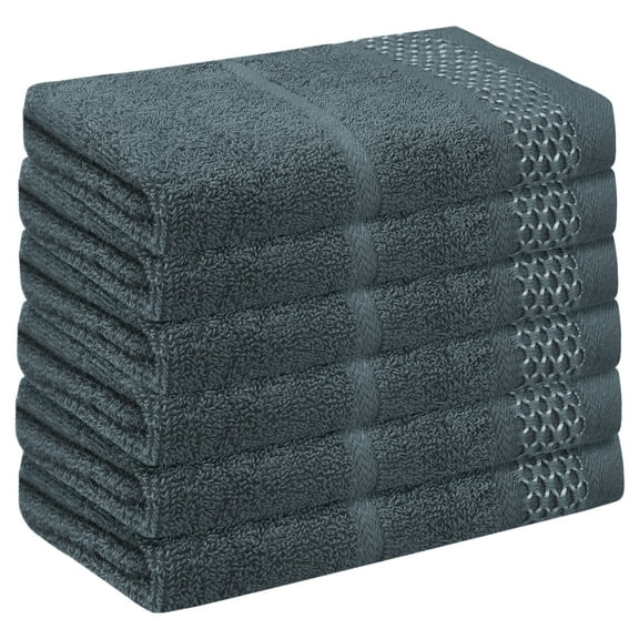 REGALWOVEN 6 Pack Cotton Washcloths for Face, Waffle Face Towels, Multi-Purpose Wash Cloths for Bathroom Grey 14" x 14"