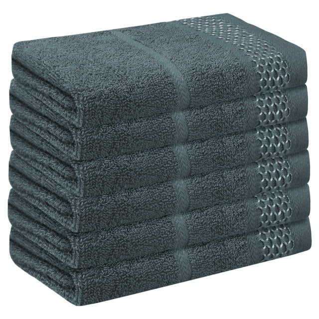 Paquete de 6 toallas de algodón tejidas para la cara, toallas de cara tipo waffle, paños de lavado multiusos para el baño, gris 14" x 14"