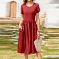 thumbnail image 1 of WILLBEST Vestidos Casuales Para Mujer 1 Vestido Casual Con Bolsillo Y Manga Con Volantes De Color Sólido Para Mujer, 1 of 3