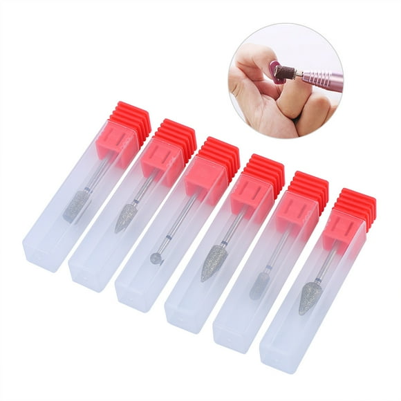 6 Types Nail Grinding Bits, Pedicure Bits, Manicure Bits, Nail Drill Bits, 2.35mm Shank Diameter For Home Salon