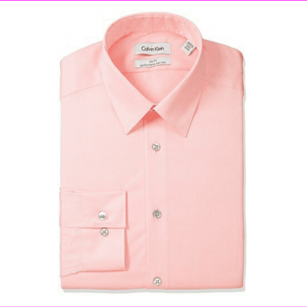 calvin klein men's dress shirt slim fit non iron herringbone