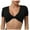 Black, variant on Women's Yoga Short Sleeve Tight V-Neck Sports T-Shirt - High Strength Fitness Clothing with Padded Support, True to Size (S-L)