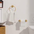 thumbnail image 6 of RARXTR Bathroom Wall Mounted Hardware Set 2 Pieces Black Towel Ring and Toilet Paper Holder, Stainless Steel, Brushed Gold, 6 of 7