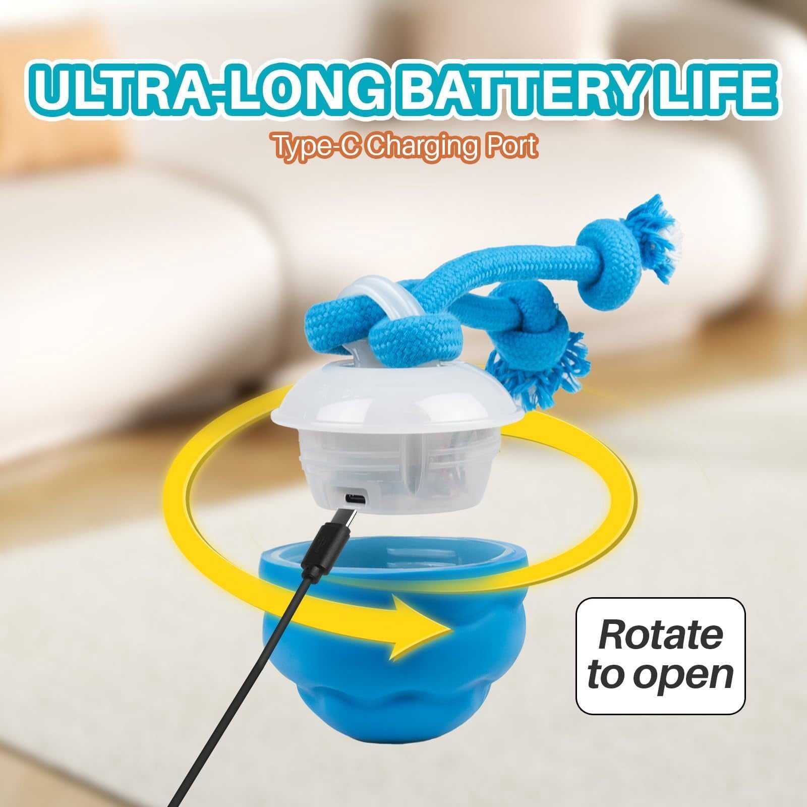 Interactive Dog Ball, Motion Activated Moving Dog Toy, Smart Rolling Electric Dog Toy with Sound, USB Type-C Rechargeable Stimulating Dog Toys for Dogs Interactive Play, Chase Buddy Dog Toy