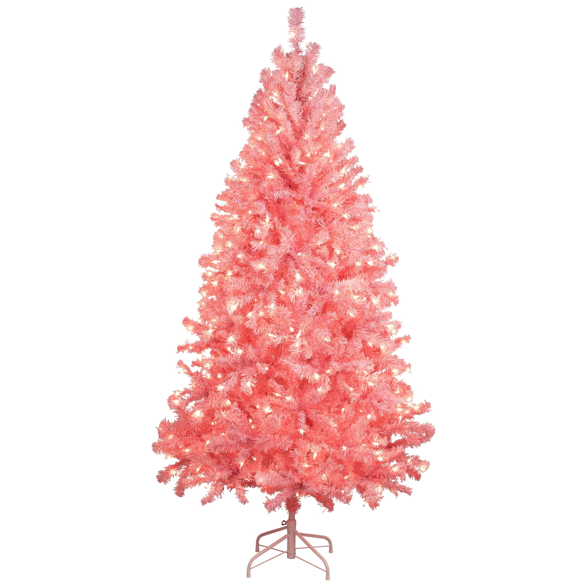 Pre-Lit Medium Pink Pine Artificial Christmas Tree - 6.5' - Clear Lights