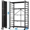 thumbnail image 4 of Camkey Foldable 5-Tiers Metal 15.35"W x 15.35"D x 62.20"H Storage Shelf Unit, Holds up to 397 lb Maximum Load Weight, Black, 4 of 9