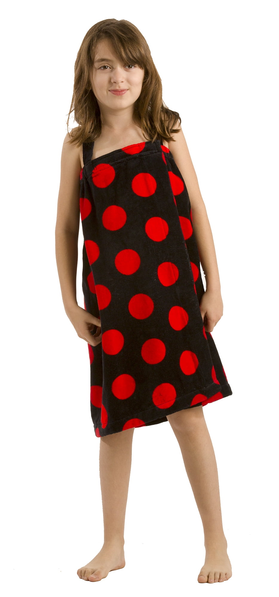 BY LORA Polka Wraps for Girls Bath Wraps Robes Cover up, Black Red