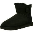 thumbnail image 1 of Ugg Bottes Hautes en Peau de Mouton Noires pour Femmes Mini Bailey Button II - 6M, 1 of 3