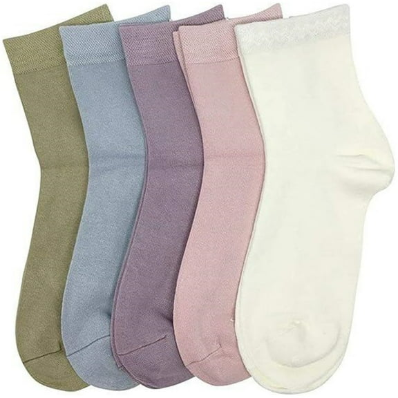 5 Pairs Women Thin Viscose Bamboo Socks Crew Lightweight Above Ankle Casual