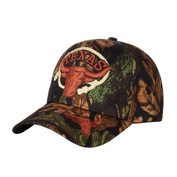 TEXAS Longhorn Embroidered Color Block Trucker Hat Unisex Adjustable Cotton Breathable Fashion Cap for Travel Daily Wear