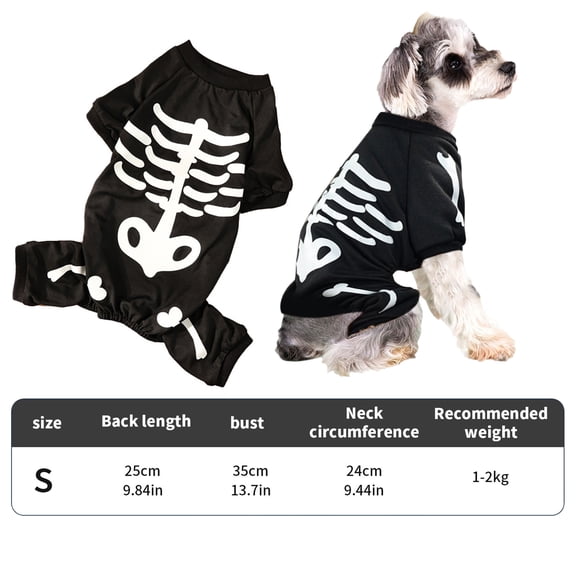 Dog Cat Skeleton Costume Coat Pet Puppy Halloween Costumes Clothes for Small Medium Dogs Cats Halloween Party Cosplay Sweater Jumpsuit Puppies Funny Outfits Kitten Dress up Shirt Pets Apparel,S