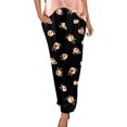 thumbnail image 3 of Sweatpants Women Summer Loose Classic Style Floral Cropped Trousers with Pockets Black Lounge Pajama Pant L, 3 of 6