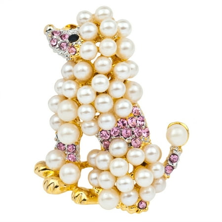 Yellow Gold Cameo Pin - Poodle Gold Pearl Bar Pin