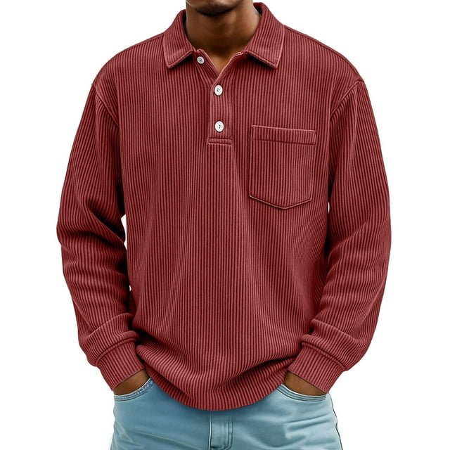 pstuiky camisas de manga larga para hombre, Cárdigan informal de color liso para hombre, con botones, mangas largas y bolsillo de solapa Tops casuales para hombres l
