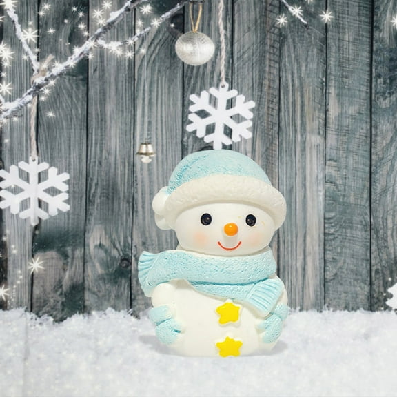 Neoyler Snowman Decoration Christmas Ornaments Mini Christmas Ornaments Vintage Christmas Ornaments Resin Couple Figurine for Tabletop or Shelf Holiday Scene Display Blue