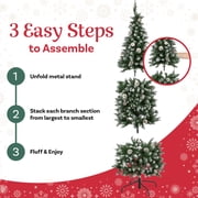 Elf Stor 6ft Prelit Pencil Christmas Tree - Flocked Spruce Tree with Stand