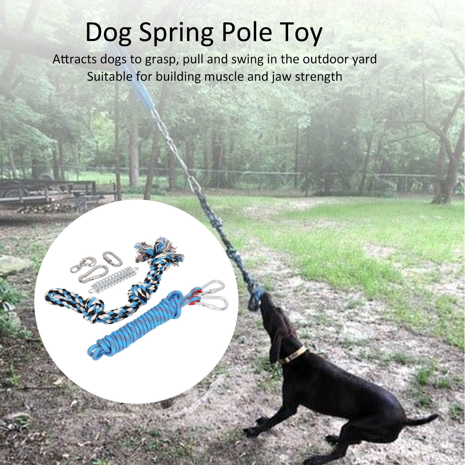 BOKYAN 360° Rotating Spring Pole Dog Toy – Durable Stainless Steel & Dual Cotton Rope for Indoor/Outdoor Muscle Building & Interactive Play