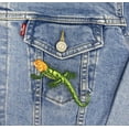 thumbnail image 4 of Red-Headed Agama - Green Shimmery Lizard Facing Left Embroidered Iron on Patch, 4 of 5