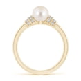thumbnail image 2 of ANGARA Freshwater Cultured Pearl & Pave-Set Diamond Ring in 14K Yellow Gold for Women | June Birthstone, Birthday, Anniversary, Jewelry Gift for Women | Pearl Ring, 2 of 9