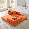 thumbnail image 3 of Jopath 78" Convertible Sofa Bed with Fixed-Shape Frame and Removable Armrests,Futon Boneless Couch Lounge Loveseat with 2 Pillows,Folding Mattress Couch for Living Room,No Assembly Needed,Orange, 3 of 10