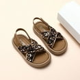 thumbnail image 5 of Piuwrlz Children's Versatile Peep Toe Sandals Girls Espadrilles Shoes Lace-Up New Sequin Dress Flats Brown Size 33, 5 of 7