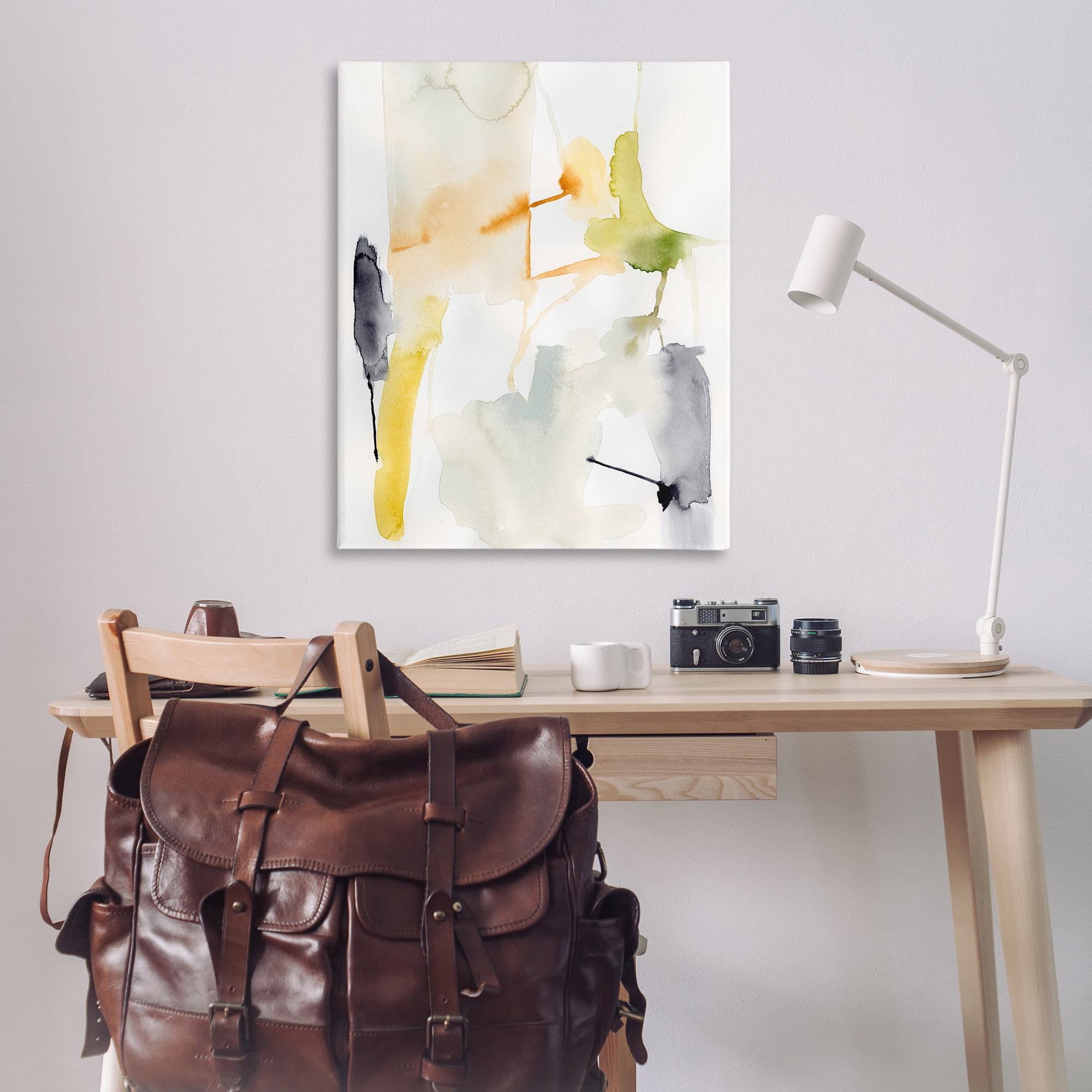 Stupell Industries Soft Watercolor Splashes Abstract Painting Wrapped Canvas Art Print Wall Art, 36 x 48