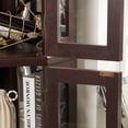thumbnail image 5 of 70" Corner Curio Cabinet with LED Lights, Glass Display Shelf with Doors and 4 Adjustable Shelves, Vintage Storage Rack for Living Room, Office, Bar, Brown, 5 of 9