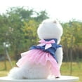 Pet Denim Dress with Cute BowKnot Comfy Vest Skirt Lace Trim Tutu