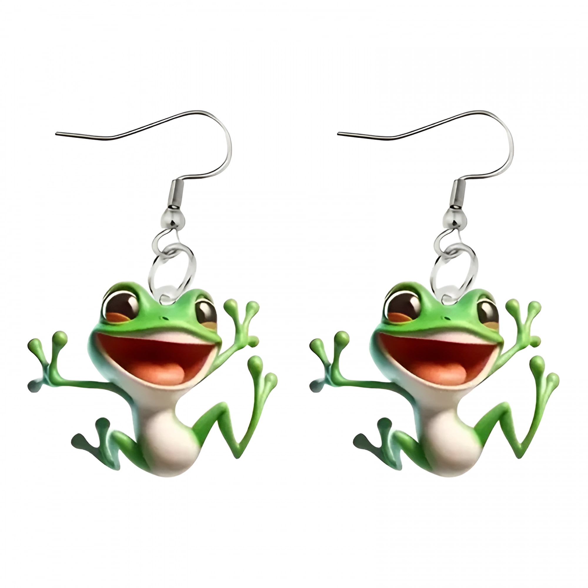DESIGNICE Women Frog Earrings,Green Earrings for Women,Funny Green Frog Dangle Earrings Spring Holiday Jewelry for Young Ladies