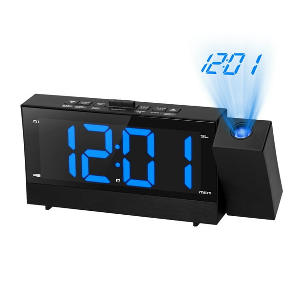 Reloj despertador de proyección digital con pantalla grande de 6,4 pulgadas 3-en-1 Reloj de proyecto Tomshoo Despertador