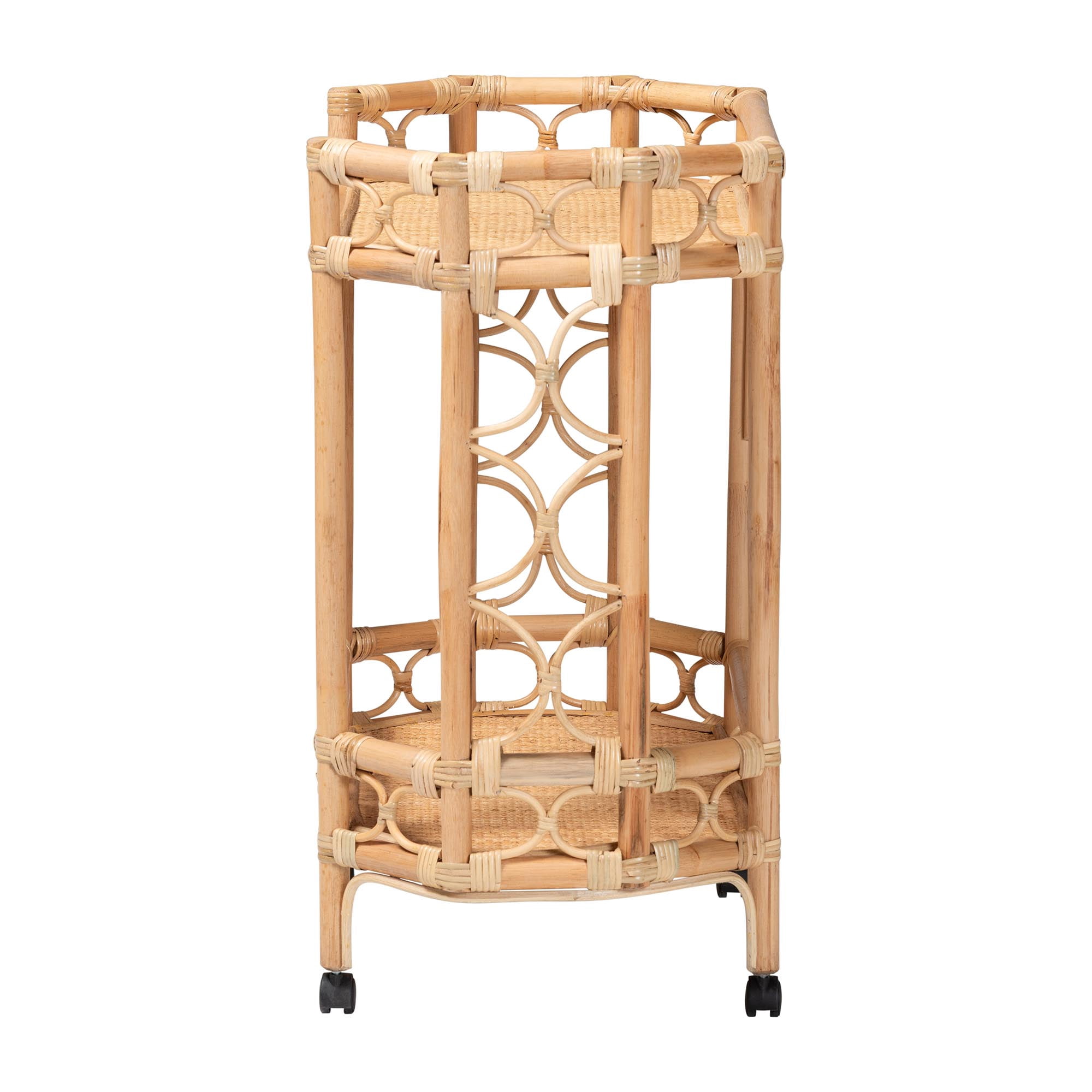 bali & pari Rene Boho Kitchen Cart, 2-Tier, Natural Rattan