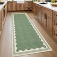 thumbnail image 1 of Nanan 2.5'x8' Scalloped Edge Area Rug, Machine Washable Low-Profile Woven Carpet, Non-Slip Soft Textured Rug for Living Room Bedroom Nursery Home Decor,Grass Green, 1 of 7
