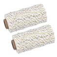 thumbnail image 1 of Unique Bargains Twine Packing String Wrapping Cotton Twine 100M Gold Tone and White Rope for Gift Wrapping Twine, Pack of 2, 1 of 1