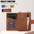 thumbnail image 2 of ELEHOLD Luxury Wallet Case for Samsung Galaxy Z Flip 3 with Card Holders Magnetic Closure Kickstand Function Shockproof Purse Case with Detachable Crossbody Shoulder Strap,Brown, 2 of 8