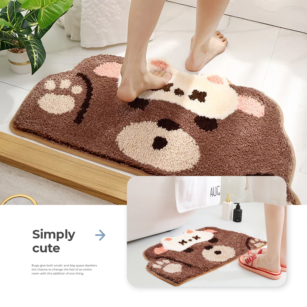 Microfiber Bear Bath Rug, Non Slip Absorbent Bathroom Rugs with TPR ...