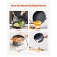 thumbnail image 4 of 19 Piece Cookware Set - Granite Nonstick Pots and Pans - Induction Compatible - Kitchen & RV Cooking - Frying Pans, Sauce Pans, Lids & Protectors - Black, 4 of 6