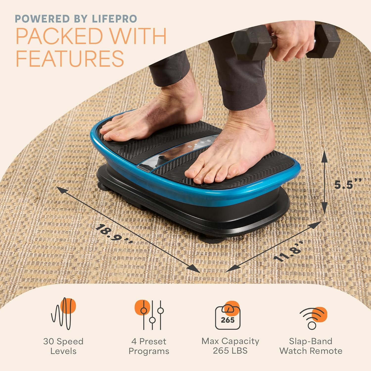 LifePro Waver Mini Vibration Plate Exercise Machine, Compact Home Workout Vibrating Plate with Voice Control, Remote, Curved Platform, 260 lb Capacity