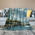 thumbnail image 2 of PRATYUS Lighthouse Soft Flannel Throw Blanket, Day by The Seaside Sailboats Lighthouse Rocks Clear Sea Clouds Island Seascape, Cozy for Indoor and Outdoor Use 60x80in, 2 of 6